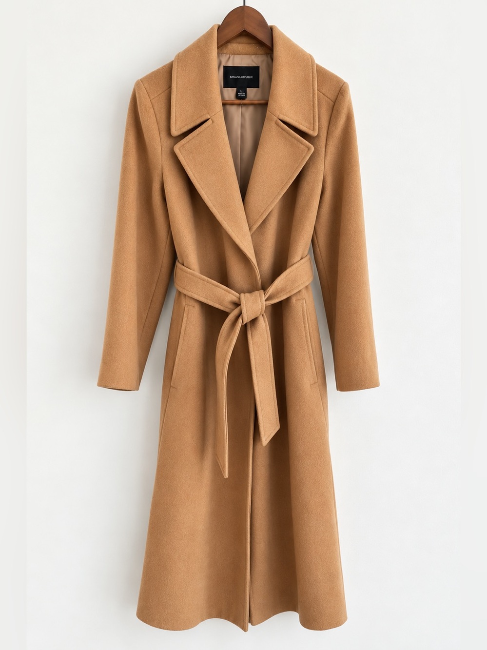 Banana Republic Camel Tan Wool Cashmere Blend Belted Wrap Coat